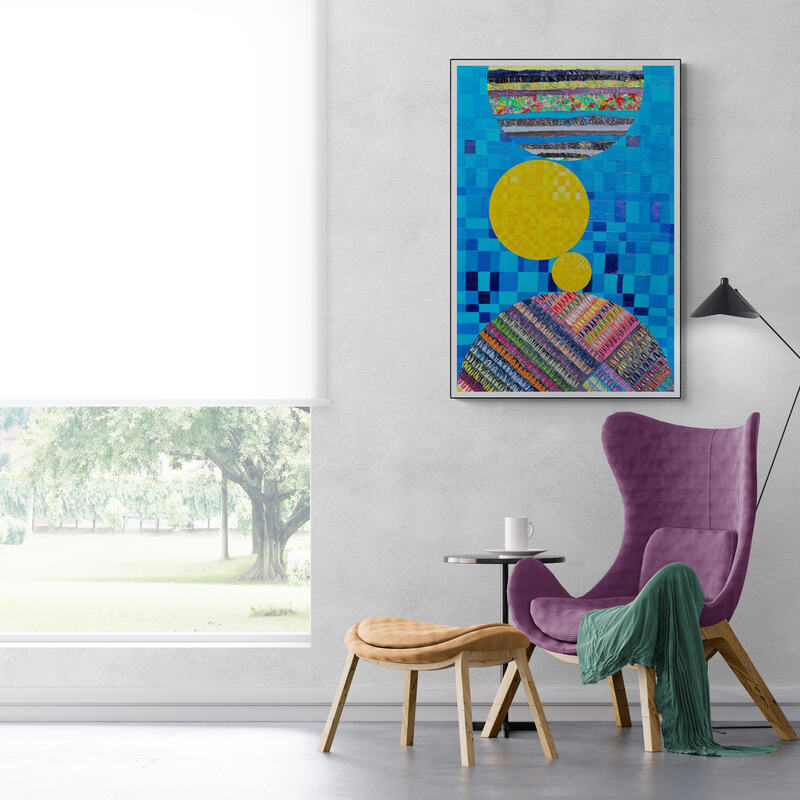 Peinture géométrique minimaliste numérique COSMIC WHISPER 12" huile à la spatule" - fichier numérique téléchargeable