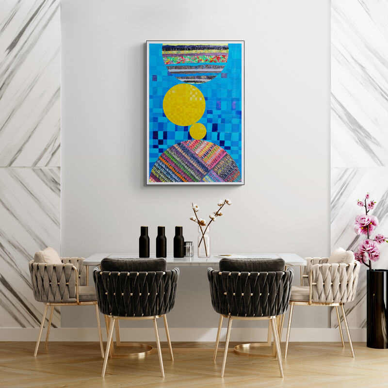 Peinture géométrique minimaliste numérique COSMIC WHISPER 12" huile à la spatule" - fichier numérique téléchargeable