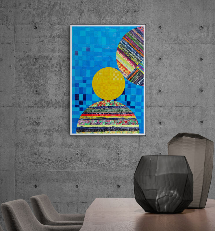 Peinture géométrique minimaliste numérique COSMIC WHISPER 13" huile à la spatule" - fichier numérique téléchargeable
