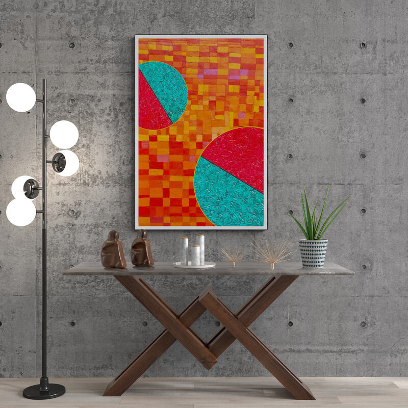 peinture géométrique minimaliste numérique COSMIC WHISPER 4" huile à la spatule" - fichier numérique téléchargeable