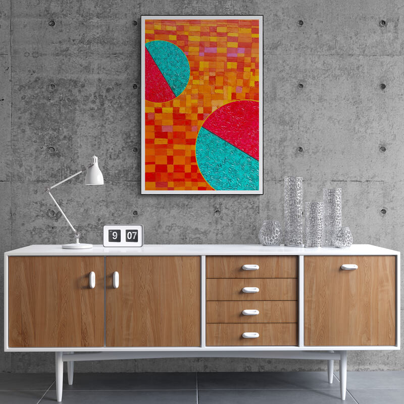 peinture géométrique minimaliste numérique COSMIC WHISPER 4" huile à la spatule" - fichier numérique téléchargeable