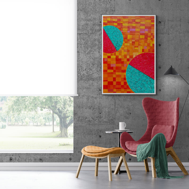 peinture géométrique minimaliste numérique COSMIC WHISPER 4" huile à la spatule" - fichier numérique téléchargeable