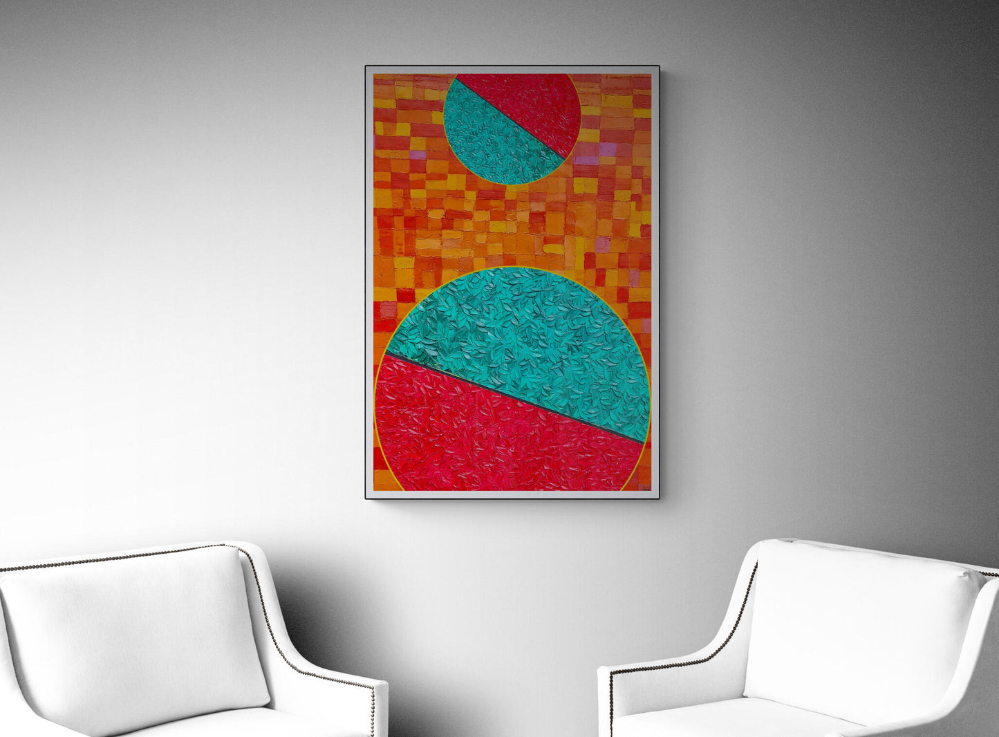 Peinture géométrique minimaliste numérique COSMIC WHISPER 5 " huile à la spatule" - fichier numérique téléchargeable