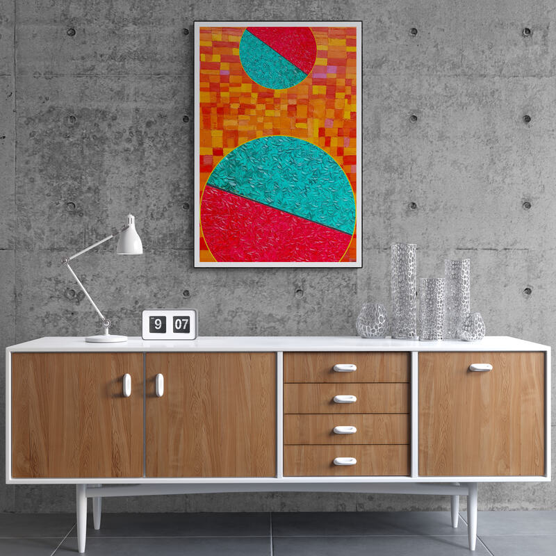 Peinture géométrique minimaliste numérique COSMIC WHISPER 5 " huile à la spatule" - fichier numérique téléchargeable