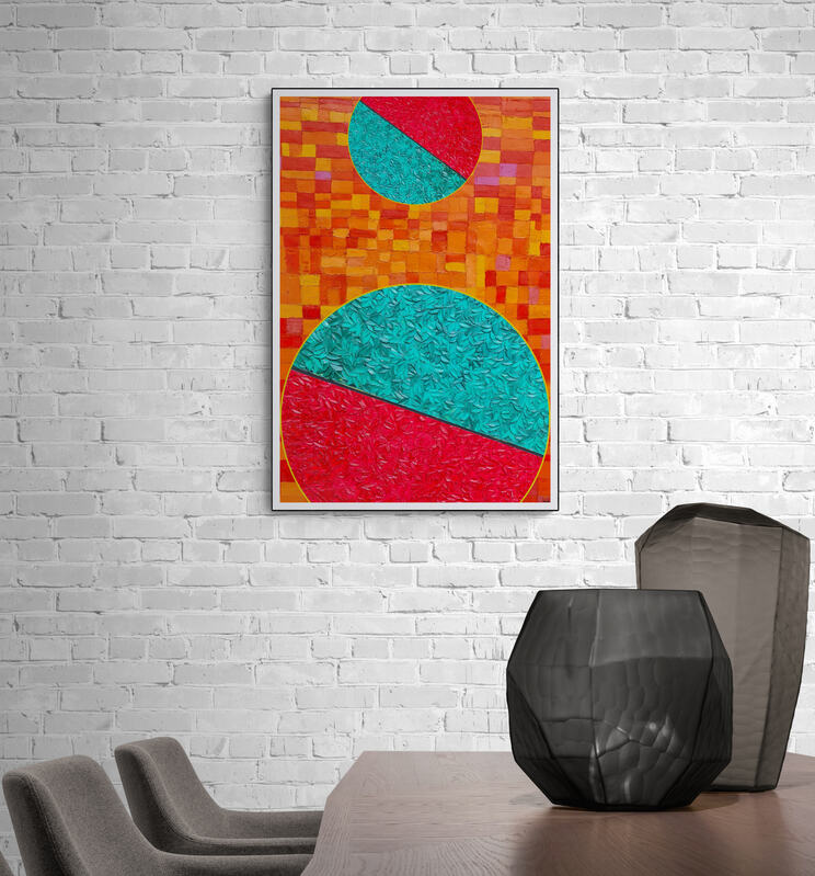 Peinture géométrique minimaliste numérique COSMIC WHISPER 5 " huile à la spatule" - fichier numérique téléchargeable