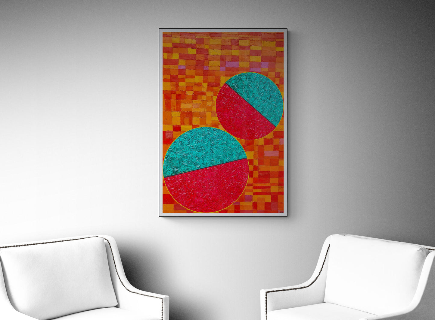 Peinture géométrique minimaliste numérique COSMIC WHISPER 6 " huile à la spatule" - fichier numérique téléchargeable