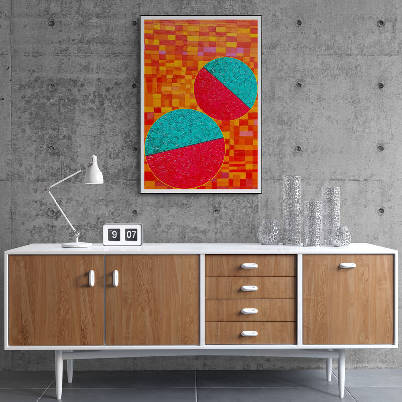Peinture géométrique minimaliste numérique COSMIC WHISPER 6 " huile à la spatule" - fichier numérique téléchargeable