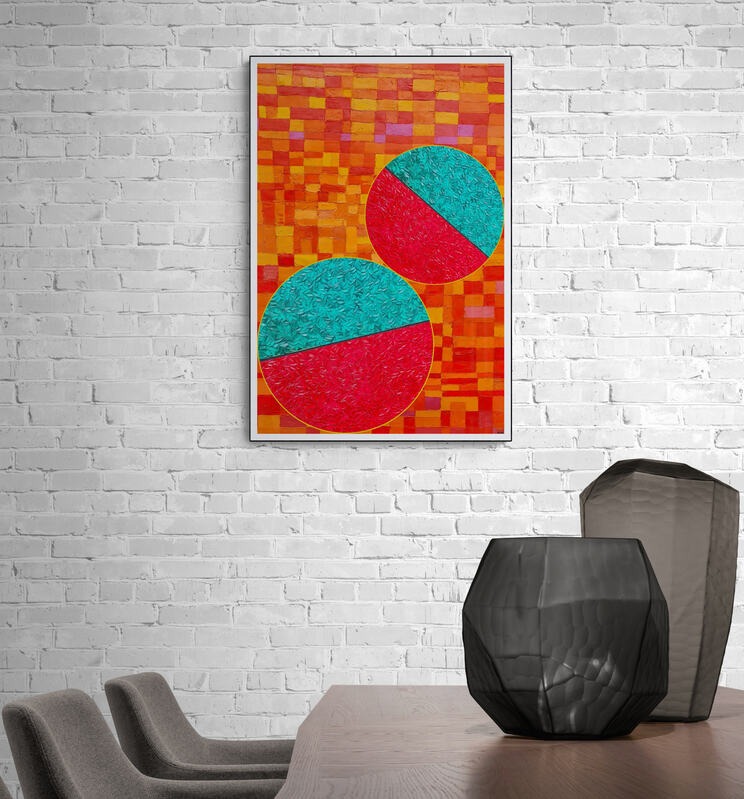 Peinture géométrique minimaliste numérique COSMIC WHISPER 6 " huile à la spatule" - fichier numérique téléchargeable