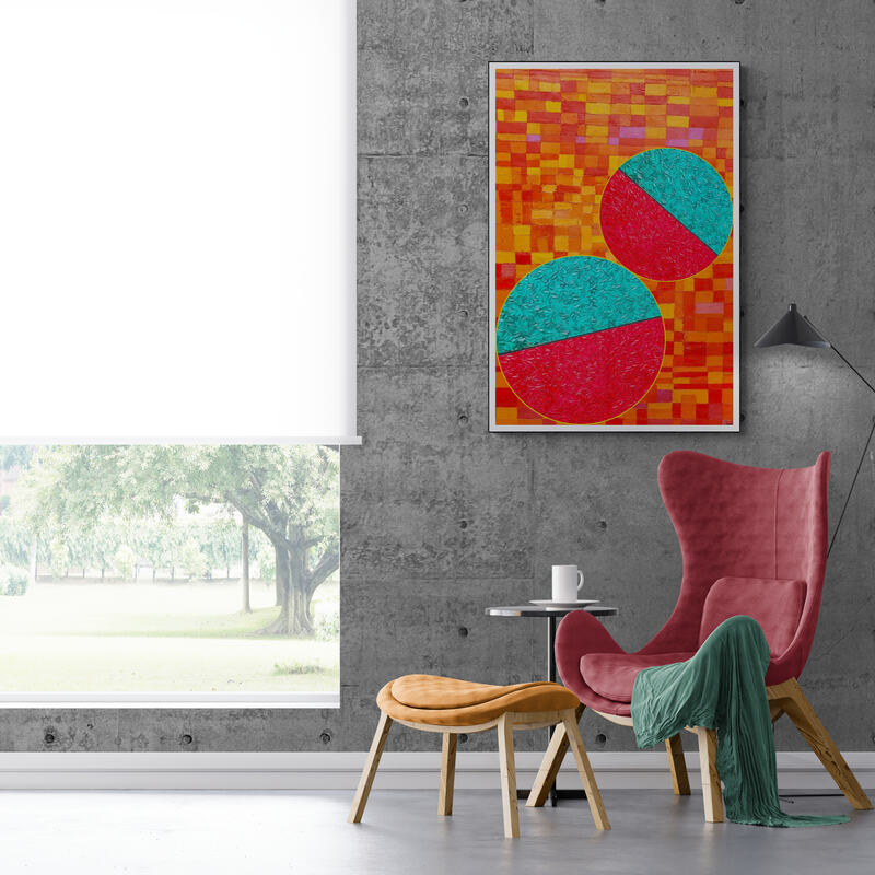 Peinture géométrique minimaliste numérique COSMIC WHISPER 6 " huile à la spatule" - fichier numérique téléchargeable