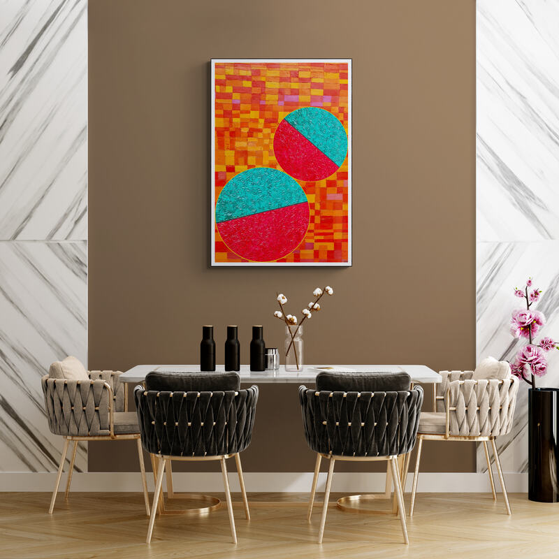 Peinture géométrique minimaliste numérique COSMIC WHISPER 6 " huile à la spatule" - fichier numérique téléchargeable