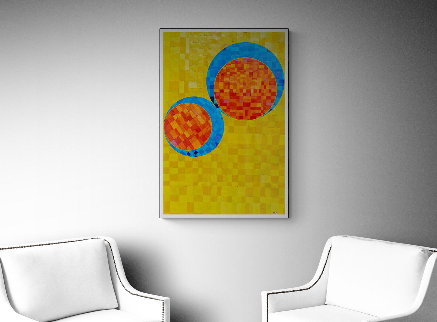 Peinture géométrique minimaliste numérique COSMIC WHISPER 7 " huile à la spatule" - fichier numérique téléchargeable