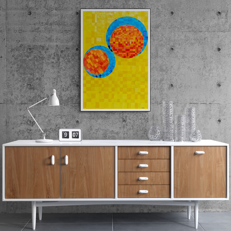 Peinture géométrique minimaliste numérique COSMIC WHISPER 7 " huile à la spatule" - fichier numérique téléchargeable