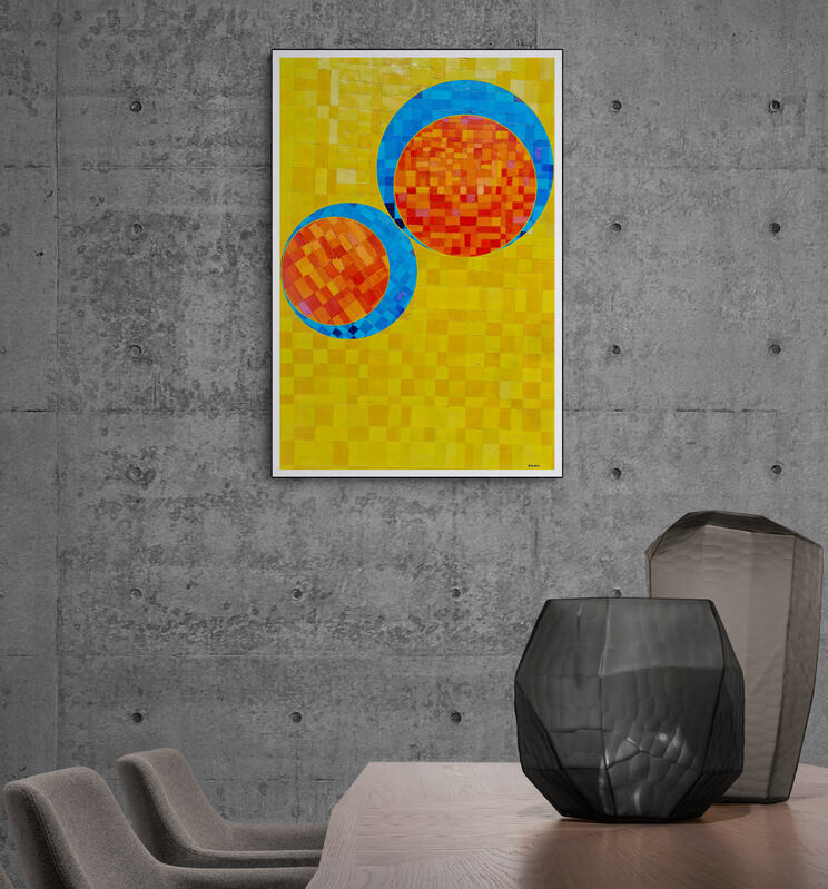 Peinture géométrique minimaliste numérique COSMIC WHISPER 7 " huile à la spatule" - fichier numérique téléchargeable