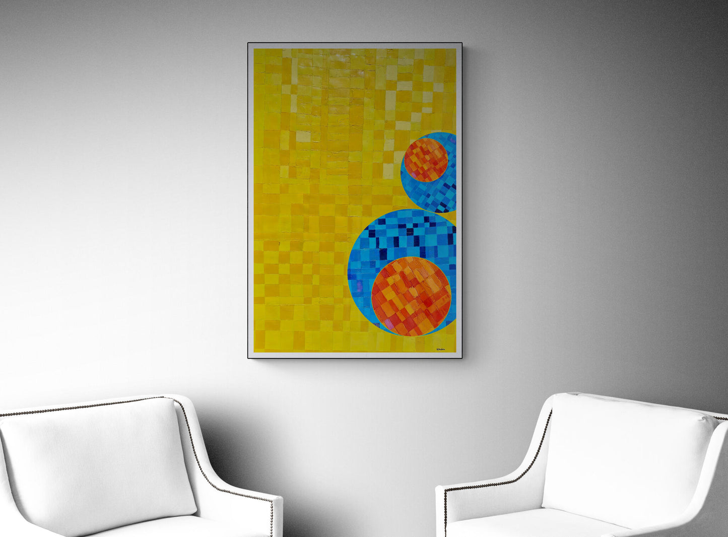 Peinture géométrique minimaliste numérique COSMIC WHISPER 8 " huile à la spatule" - fichier numérique téléchargeable