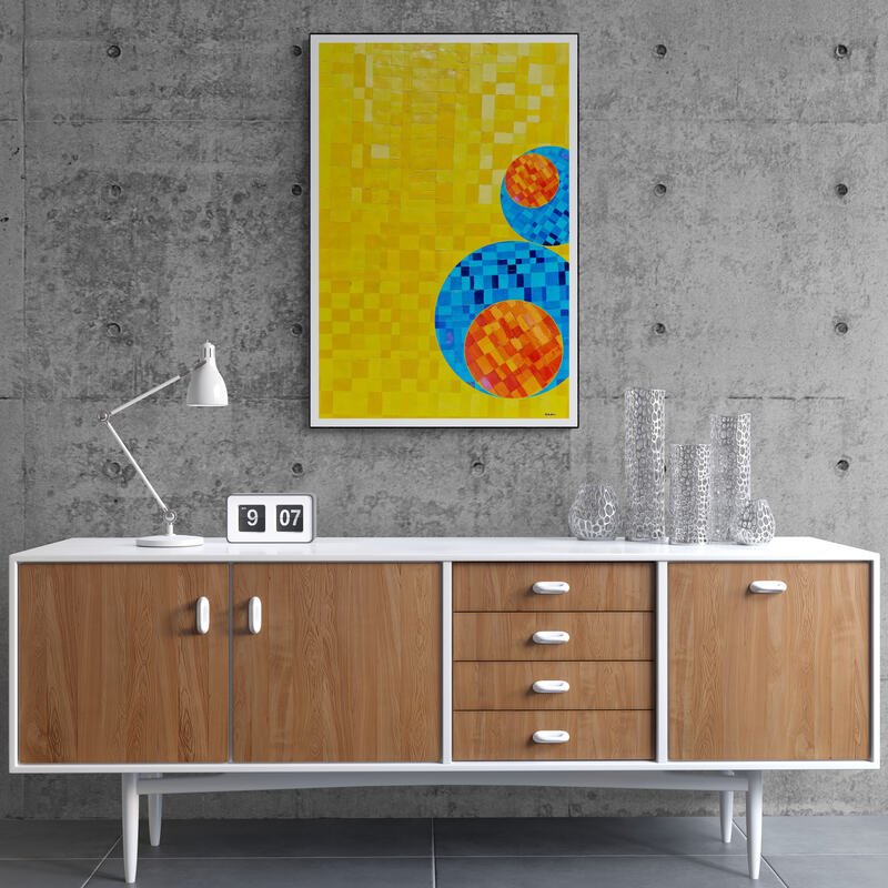 Peinture géométrique minimaliste numérique COSMIC WHISPER 8 " huile à la spatule" - fichier numérique téléchargeable