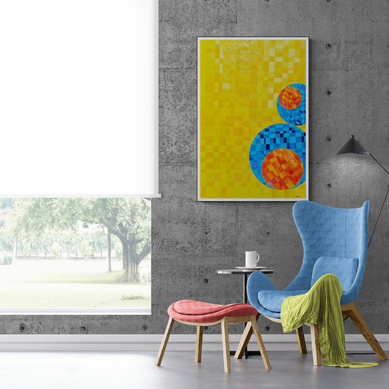 Peinture géométrique minimaliste numérique COSMIC WHISPER 8 " huile à la spatule" - fichier numérique téléchargeable