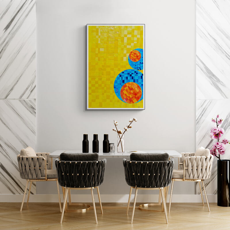 Peinture géométrique minimaliste numérique COSMIC WHISPER 8 " huile à la spatule" - fichier numérique téléchargeable