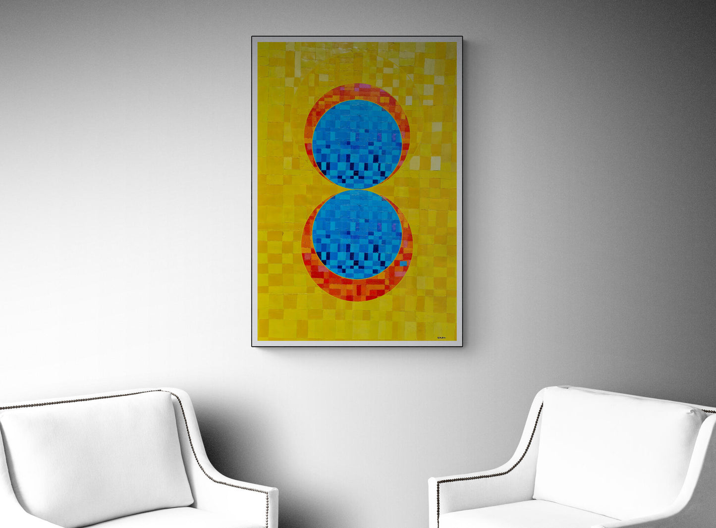 Peinture géométrique minimaliste numérique COSMIC WHISPER 9 " huile à la spatule" - fichier numérique téléchargeable