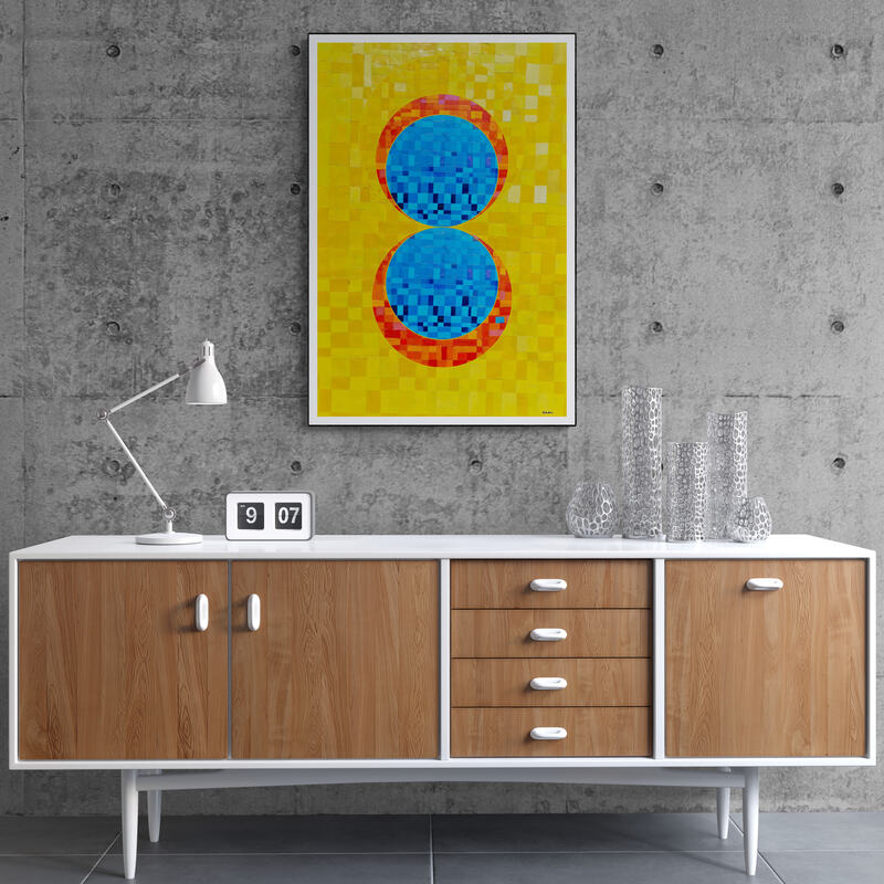 Peinture géométrique minimaliste numérique COSMIC WHISPER 9 " huile à la spatule" - fichier numérique téléchargeable