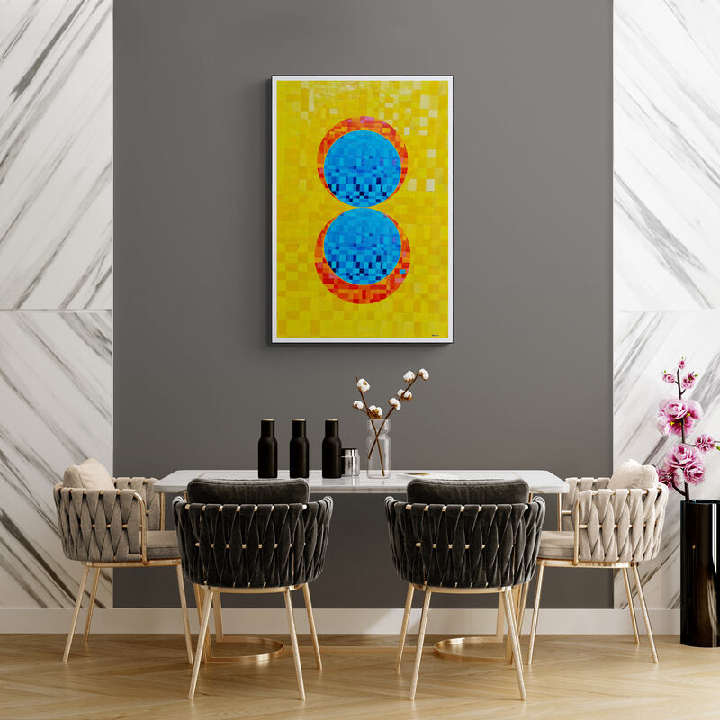 Peinture géométrique minimaliste numérique COSMIC WHISPER 9 " huile à la spatule" - fichier numérique téléchargeable