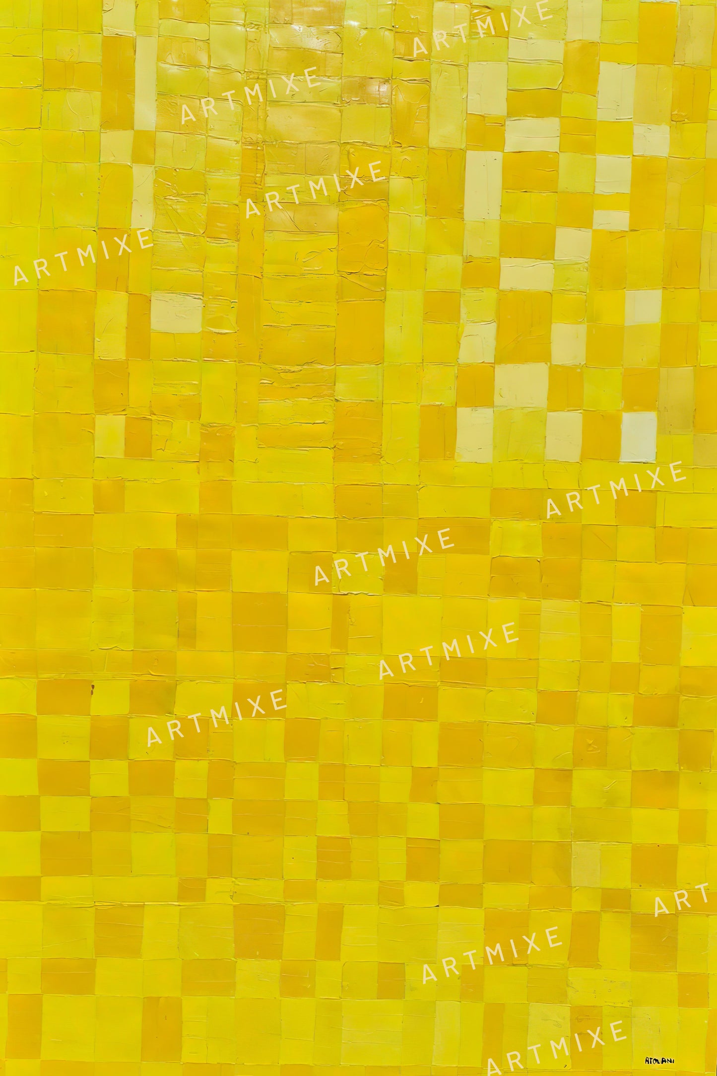 Peinture géométrique minimaliste numérique  JAUNE POLYCHROME 2.0 " huile à la spatule" - fichier numérique téléchargeable