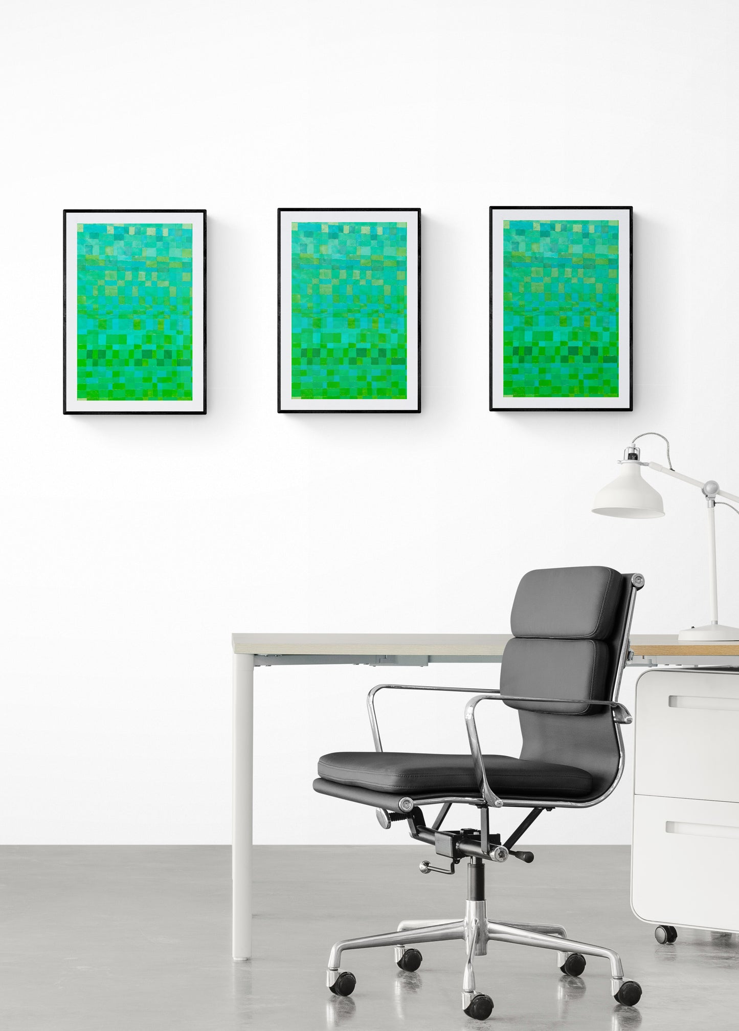 Peinture géométrique minimaliste numérique VERT POLYCHROME 2.0 " huile à la spatule" - fichier numérique téléchargeable